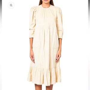 byTiMo Cream Corduroy Dress with Ruffle Hem